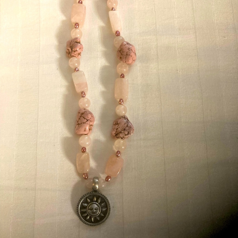 Rose Agate, Pink Howlite and Pink Pearl choker